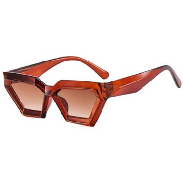 Imagem de Óculos de sol vintage estilo gatinho, moda masculina e feminina, armação pequena, óculos de sol femininos, retrô, UV400 (chá marrom)