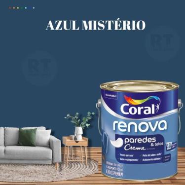 Imagem de Tinta Para Parede Acrílica Coral Renova Cor Azul 3,2l Lavável Premium 