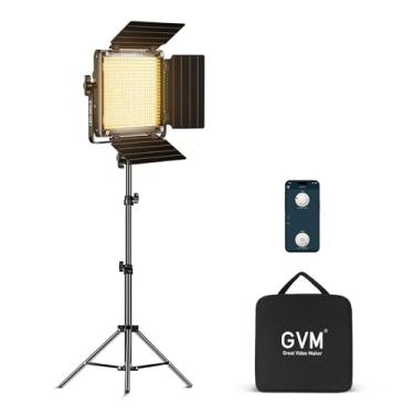 Imagem de Luz de vídeo LED GVM 480 com tripé, iluminação de vídeo LED regulável 2300K-6800K com controle de aplicativo, luz contínua de fotografia SLED para estúdio para estúdio YouTube, conjunto de estúdio de