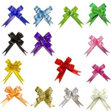 Imagem de Laço Fácil C/ Filete Dourado 10u P/ Presente Pronto 15x270mm - Solider