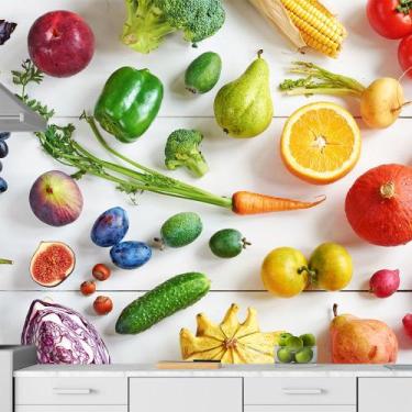 Imagem de Papel de Parede Frutas Legumes Saúde Cozinha Sala Adesivo - 159pcm - A