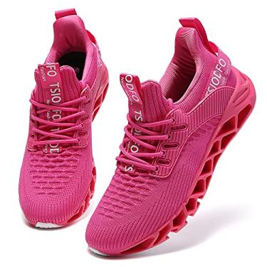 Imagem de SKDOIUL Tênis esportivo feminino para caminhada, moderno, casual, esportivo, tênis de corrida, A069 Vermelho rosa, 6.5