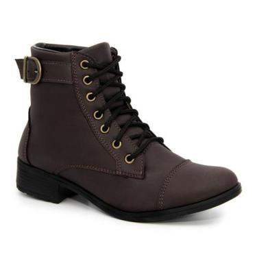 Imagem de Coturno Feminino Bota Inverno Frio Com Fivela Lateral Cano Baixo - Bli