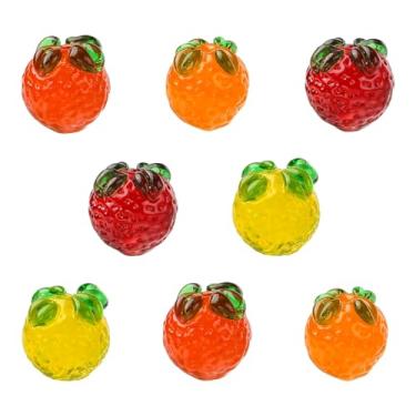 Imagem de UR URLIFEHALL 8 peças, 4 cores, laranja, contas de vidro, feitas à mão, 3D, frutas doces, para fazer você mesmo, colar, pulseira, brincos, joias