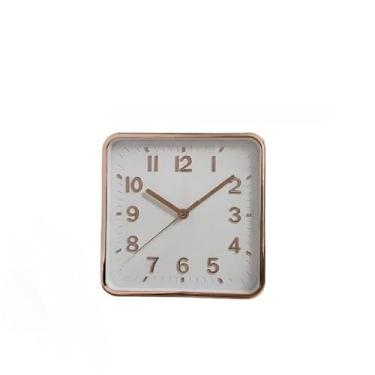 Imagem de Relógio de Parede Grande Decorativo para Escritório, Cozinha e Sala - Relógio de Pilha com Design Clássico(Quadrado Rose)