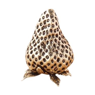 Imagem de Wswqop Estátua de morango em miniatura, escultura, figura de morango, estatueta de fruta de latão para armário