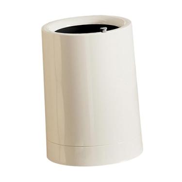 Imagem de Fenteer Lixeira com rodas universais 360°, moderna, minimalista, sem tampa, grande capacidade, decorativa para hotel, estudo, quarto, Redondo