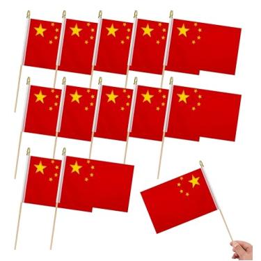 Imagem de HSQCEZ Pacote com 12 bandeiras de mão em miniatura da Ásia (China)