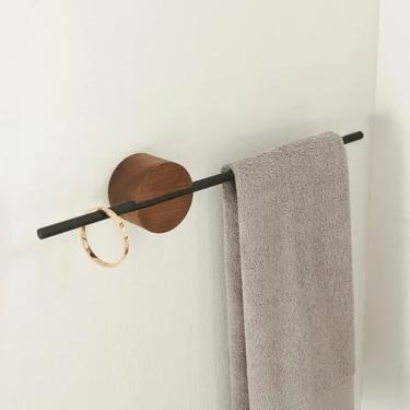 Imagem de Toalheiro de banheiro, produção em madeira de liga de alumínio lisa, design simples, conjunto de barra de toalha, branco, conforme mostrado