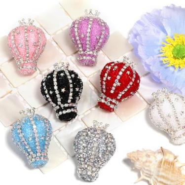 Imagem de Decoendiy 10 peças de contas focais acrílicas para canetas - formato de balão de ar quente com coroa de strass de diamante brilhante, contas espaçadoras soltas para canetas com contas DIY, chaveiros