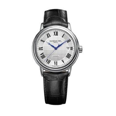 Imagem de Raymond Weil Relógio masculino 2837-STC-00659 Maestro com mostrador prateado e algarismos romanos, Prata, Moderno