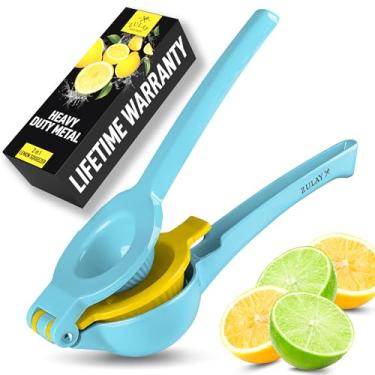 Imagem de Espremedor de limão de metal de qualidade premium Zulay - espremedor manual de frutas cítricas (azul amarelo)