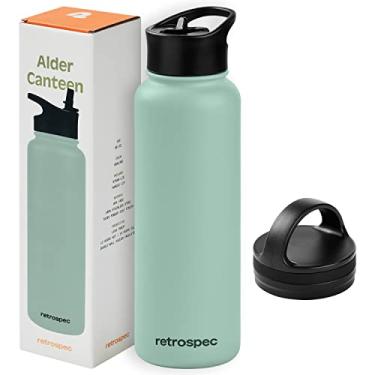 Imagem de Retrospec Garrafa de água isolada Alder com tampa de canudo e alça – térmica de aço inoxidável com parede dupla isolada a vácuo – sem BPA – Cantina à prova de vazamento – Pistache, 1,13 g