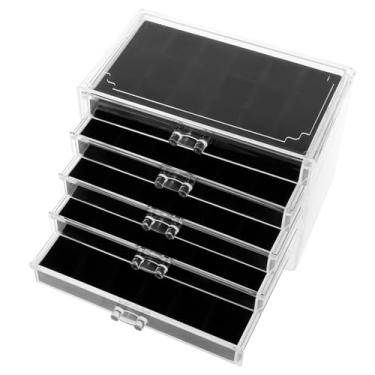 Imagem de Capa de exibição de rocha, caixa de exibição de pedras preciosas transparentes de plástico PS, caixa de exibição versátil com forro macio para fósseis contas anéis joias (quinto andar)