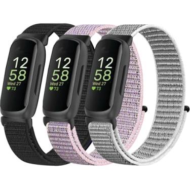 Imagem de Folavii Pulseira esportiva de nylon compatível com Fitbit Inspire 3/Fitbit Inspire 2, pulseira de substituição macia respirável ajustável para mulheres e homens