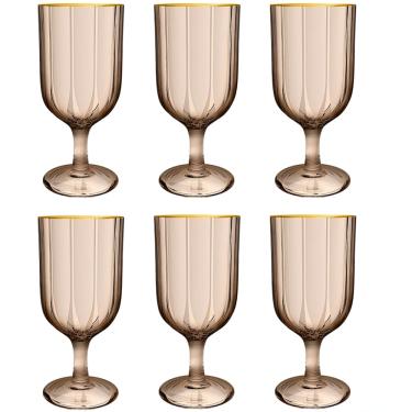 Imagem de Jogo 6 Taças 330ml Borda Dourada Caramelo Refinatto L´hermitage