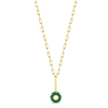 Imagem de Gargantilha Pingente Gancho Acrílico Verde Folheada A Ouro - Radhau Jo