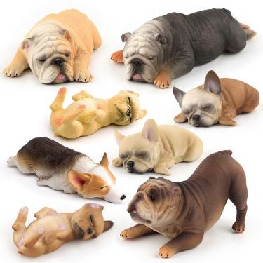 Imagem de Conjunto de estatuetas Sleeping Dog, 7 peças, decoração infantil realista em PVC