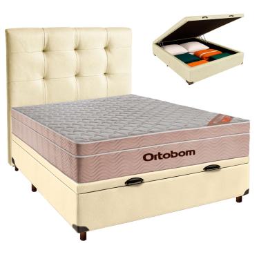 Imagem de Kit Cabeceira + Cama Box Bau  + Colchão Casal Molas Ensacadas Airtech Ortobom