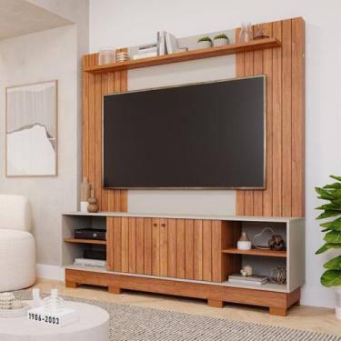 Imagem de Estante Ripado para Tv 70 Polegadas Home 100% Mdf Caribe - Permobili