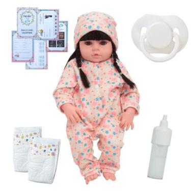 Imagem de Bebe Reborn Boneca Valentina Realista Pijama Com Acessórios - Cegonha 