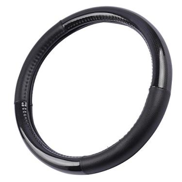 Imagem de BDK Capa universal para volante em fibra de carbono vinil branco com destaque em fibra - (carbono preto), universal (14,5-15,5) (36,5-39,4 cm (padrão))