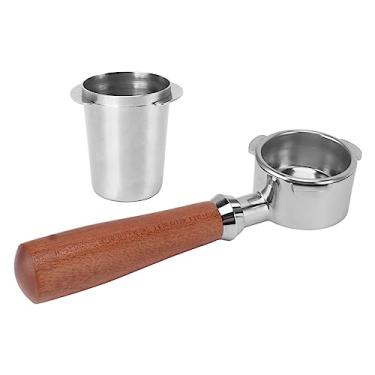 Imagem de CHICIRIS Filtro portátil sem fundo, máquina de café segura, sem fundo, portafilter destacável de aço inoxidável com copo coletor de pó para casa para café (prata)