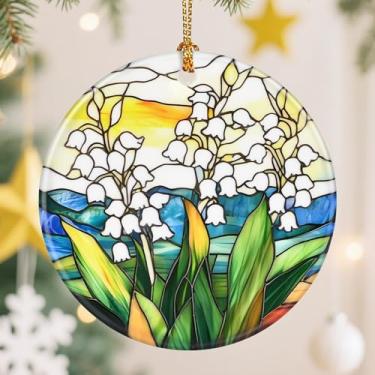 Imagem de Enfeite de Natal com flor de nascimento, enfeites de árvore de Natal, enfeites de lembrança, decoração de férias, presentes de Natal ou Natal, presentes de aniversário, presente para amantes de flores