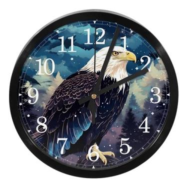 Imagem de LILINWAN Relógio de parede 24 cm sem tique-taque silencioso operado por bateria relógio de parede redondo moderno estilo simples decoração relógio para escritório/escola/quarto/sala de estar