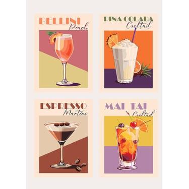 Imagem de JJBSWYMT Kit de pintura por números para adultos iniciantes, kits de pintura de coquetel DIY por números, kits de pintura acrílica de cor fácil sobre tela, coquetéis, arte, decoração de parede para