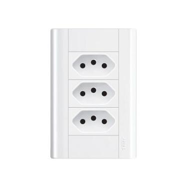Imagem de Tomada Tripla Fame Modulare 2P+T 20A com Placa 4x2, Branco