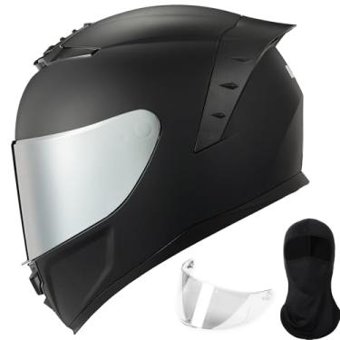 Imagem de ILM Capacetes de motocicleta para homens e mulheres Cascos para Motos Powersports Motocicleta Corrida de rua DOT Modelo MF566(MB Prata, M)