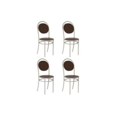 Imagem de Kit 4 Cadeiras Sala Jantar 190 Aço 4 Uni Prata-courano Cacau - Carraro