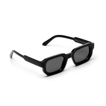 Imagem de HCHES Óculos de sol vintage retangular masculino, óculos de sol fashion de luxo com proteção UV400 para mulheres (preto)