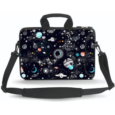 Imagem de 11 11,6 12 12,5 13 polegadas Capa para laptop/Chromebook/Ultrabook/Notebook PC Messenger Bag Tablet Travel Case Neoprene Alça Manga com Alça de Ombro (Espaço Galáctico)