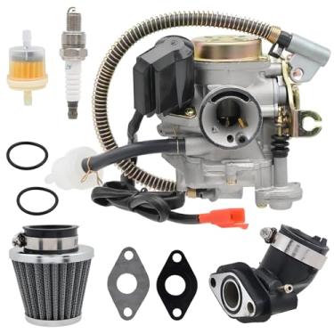 Imagem de Aylux Carburador 50cc para 49cc GY6 4 Stroke Scooter Taotao Moped ATV Go Kart Quads Buggy Kymco PD18J Motores 139QMB Carburador com coletor de admissão de filtro de ar