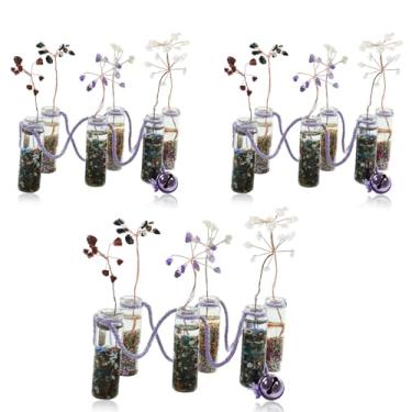 Imagem de Bairdish 18 peças de cristais árvore da vida, cristais de arte de parede e pedras de cura com garrafas de vidro - Árvore artificial de cristal para energia positiva, boa sorte, decoração de parede de