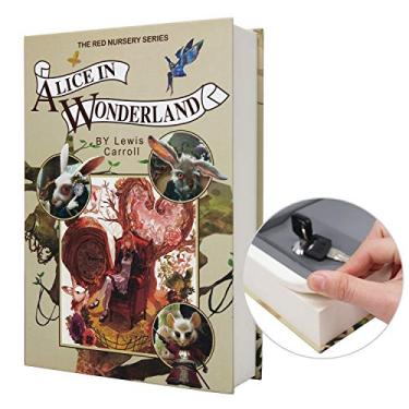 Imagem de Cofre de papel em formato de livro real, com compartimento oculto secreto, cadeado com chave, 22 cm x 15,5 cm x 5 cm (Alice – Chave)
