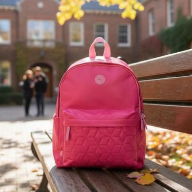 Imagem de Mochila Costa Brw Juvenil Pink Pu Impermeável Escolar Viagem