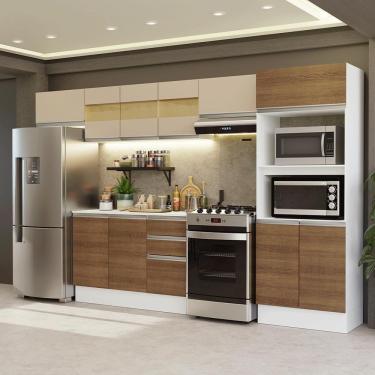 Imagem de Armário De Cozinha Completa 100% MDF 310 Cm Smart 01 Xa Branco/Rustic/Crema