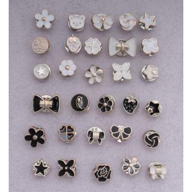 Imagem de 30 peças de broche de camisa feminina pérola strass esmalte alfinetes de segurança cobrir roupas botão de costura para mulheres suéter clipes xaile vestido casamento projeto DIY