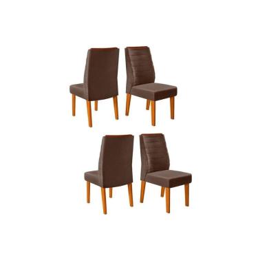 Imagem de Kit 4 Cadeiras De Cozinha Ondina 4 Un Freijó Suede Moca