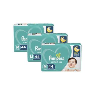 Imagem de Kit 3 Fralda Pampers Confort Sec Tamanho M 44 Unidades
