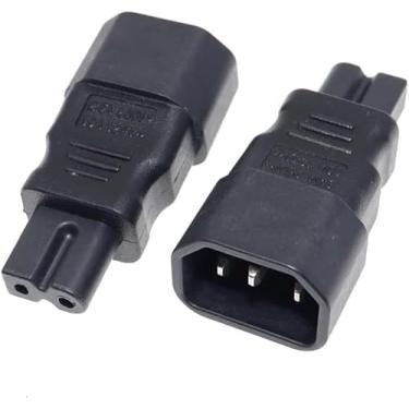 Imagem de Adaptador polarizado C14 para C7, plugue macho de 3 pinos IEC320 C14 para C7 polarizado adaptador de tomada fêmea de 2 pinos