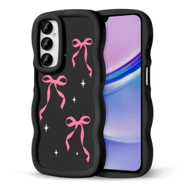 Imagem de CASBST Capa de telefone compatível com Galaxy A15 5G para mulheres e meninas, moldura ondulada encaracolada com estampa fofa, capa de telefone à prova de choque de silicone macio e estética para