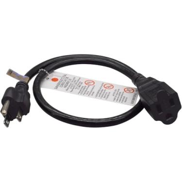 Imagem de Cabo de extensão de energia resistente, NEMA 5-15P para NEMA 5-15R, cabo de extensão de alimentação de plugue macho de 3 pinos para soquete fêmea (16AWG, 2 pés/0,6 m)