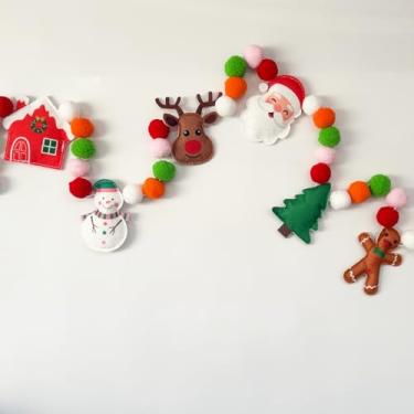 Imagem de Doumeny Guirlanda de feltro de Natal 3D, guirlanda de Natal para casa de homem, guirlanda de árvore de Natal, bandeira de feltro de Papai Noel, boneco de neve, alce, faixa de pendurar bandeira de