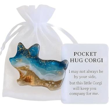 Imagem de Pocket Hug Dachshund, Bulldog Francês, Corgi, Cat Waves Bolsos Abraços, Mini Resina Animal Hug Token com Cartão