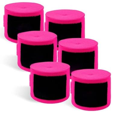 Imagem de Bandagem Elastica, Kit Bandagem Elástica 5m C/ 3 Pares - Boxe Muay Thai, 5cm×5m(Pink)