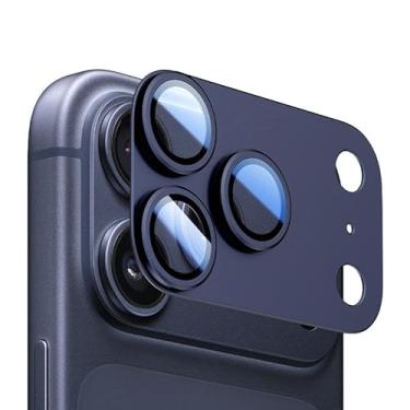 Imagem de Para iPhone 17 Pro Max Armor Filme de anel de lente de metal fosco de cobertura total (azul escuro)